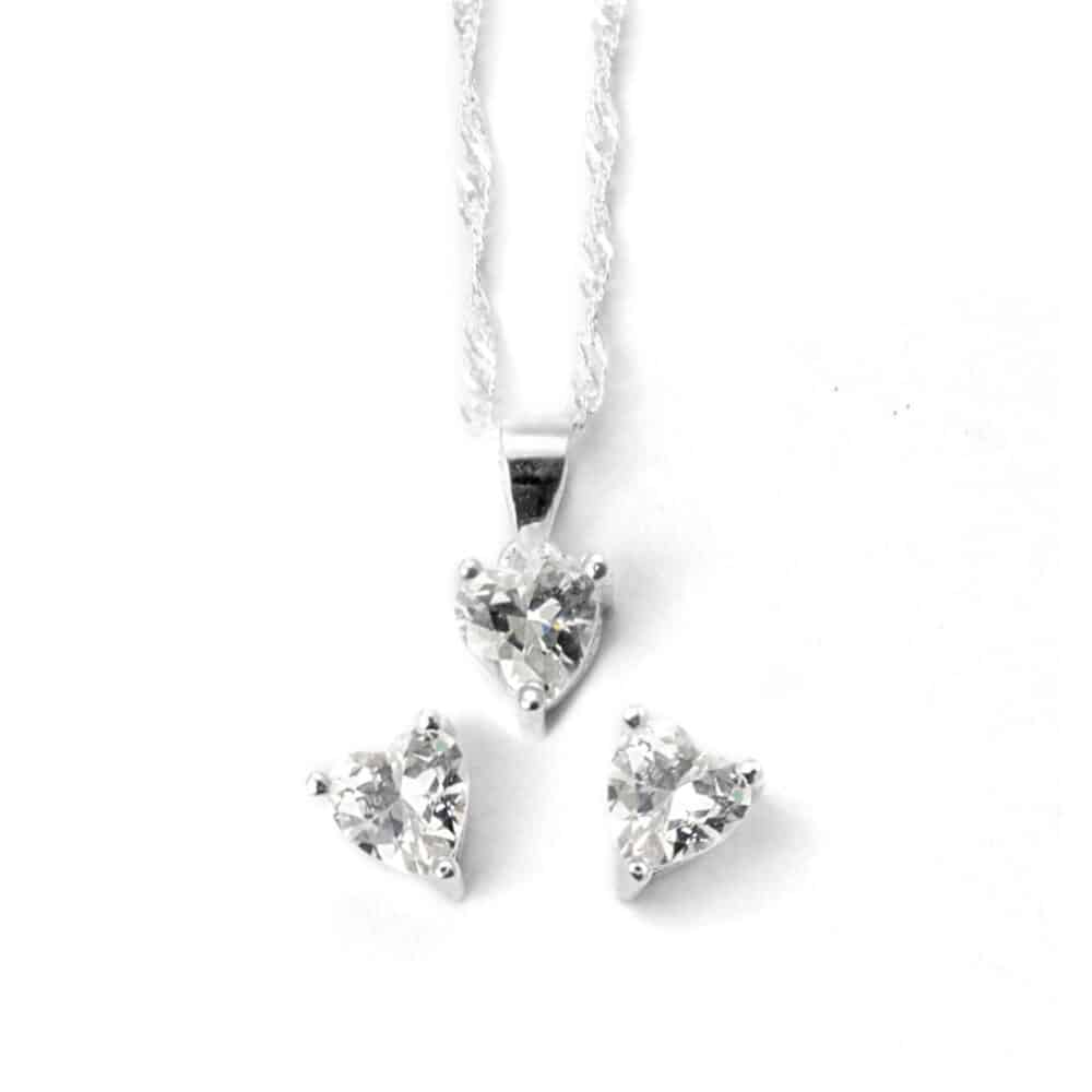 Set Collar y Aretes de Plata 925 Punto de luz