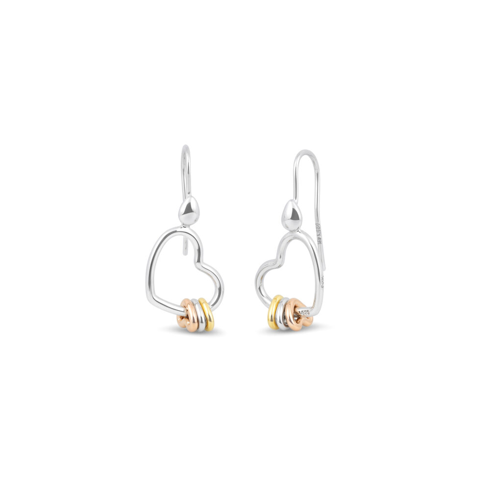 Aretes Colgante Corazón Golde Silver Plata 925