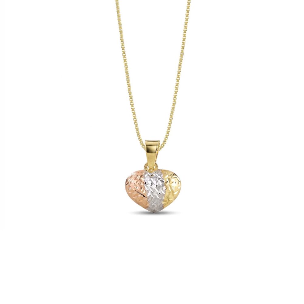 Collar Corazón Tres Colores Oro 18K