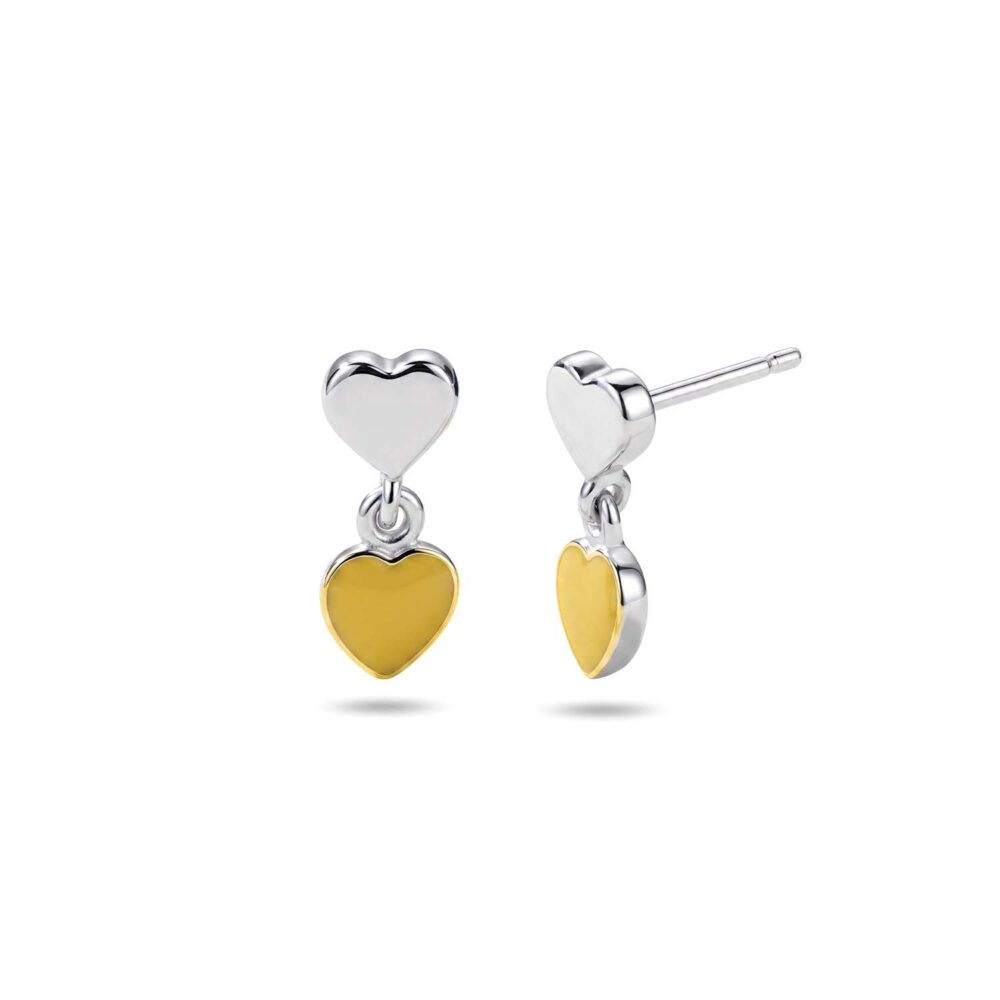 Aretes Dos Corazones OroPlata