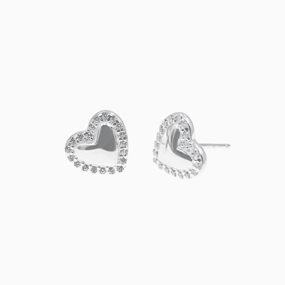 Aretes corazon plata