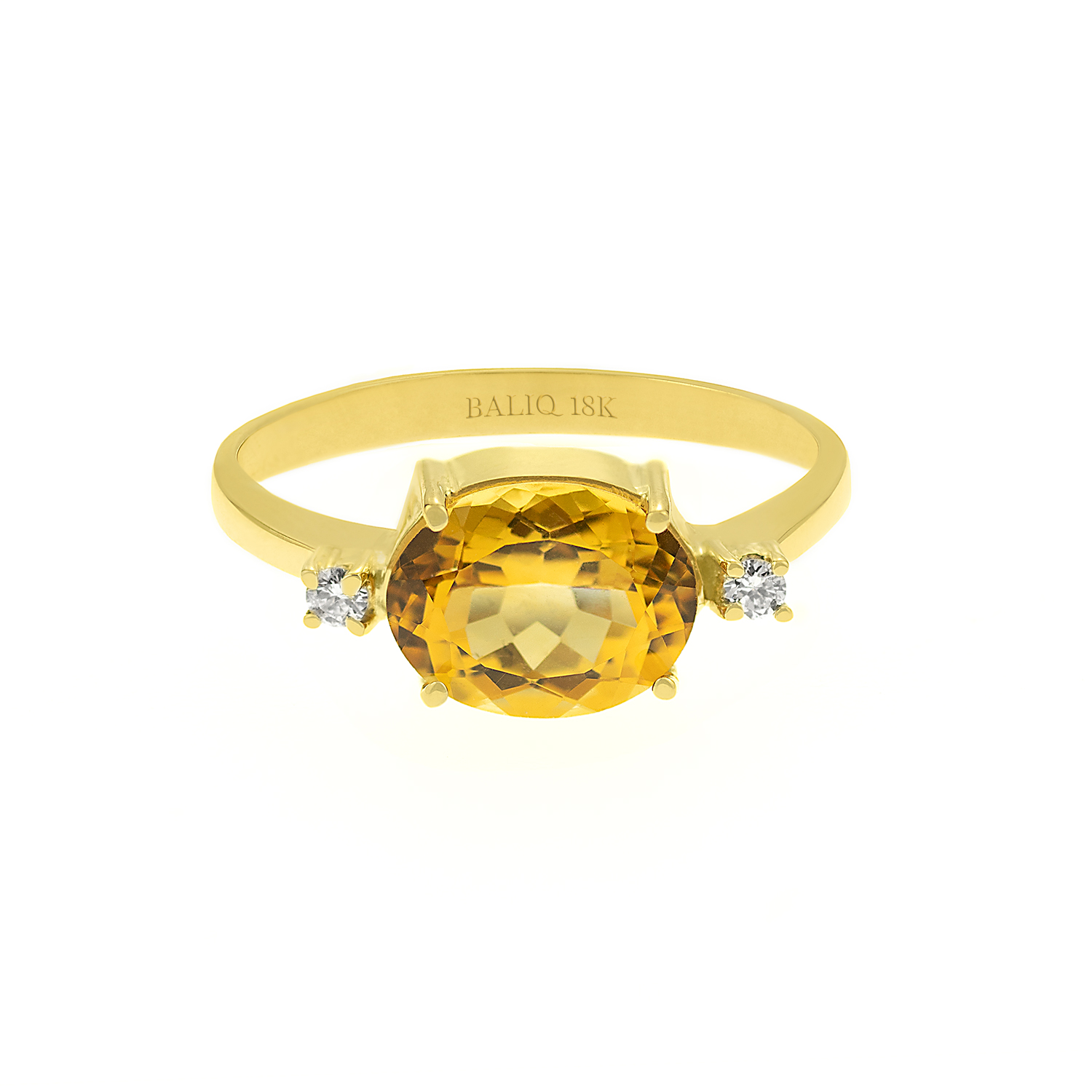 Anillo Citrino Oro 18k con Brillantes Baliq
