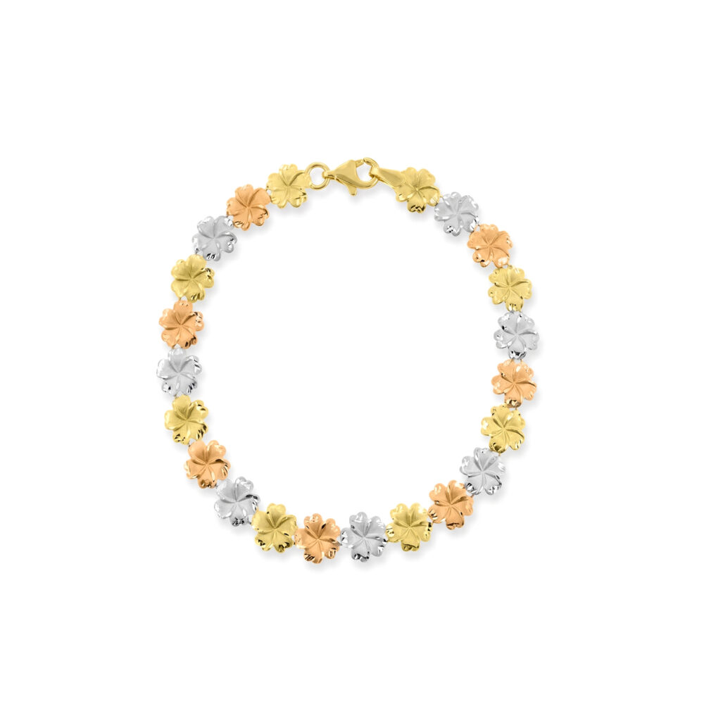 Pulsera Flores Tres Colores Oro 18K