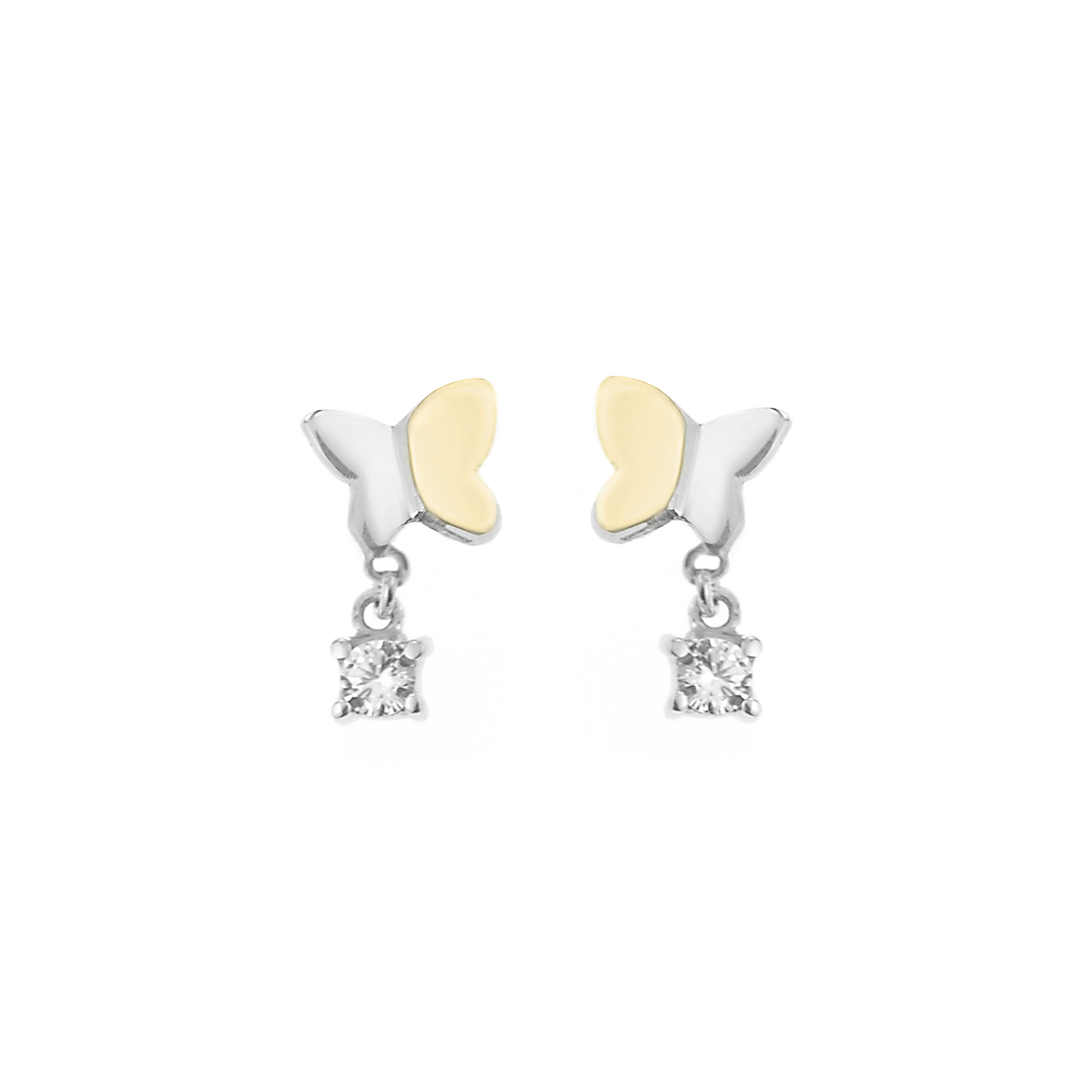 - Aretes Mariposa Piedra Colgante OroPlata