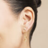- Aretes Colgante Infinito Piedra Oro 18K