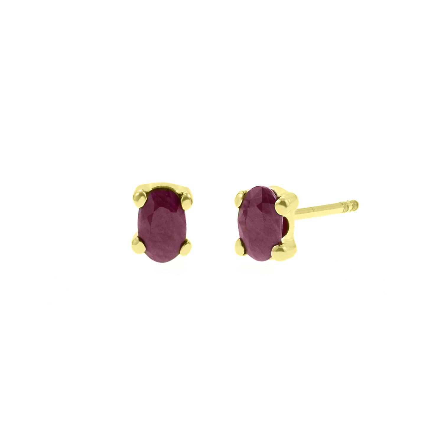 - Aretes Piedra Rubí Oval Oro 18K