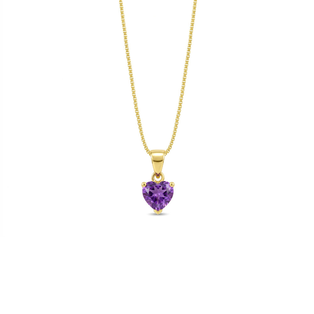 Collar Corazón Amatista Oro 18K