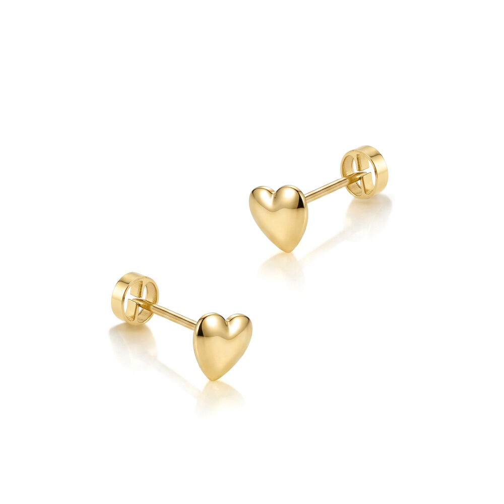 Aretes Corazón para niña Oro 18K