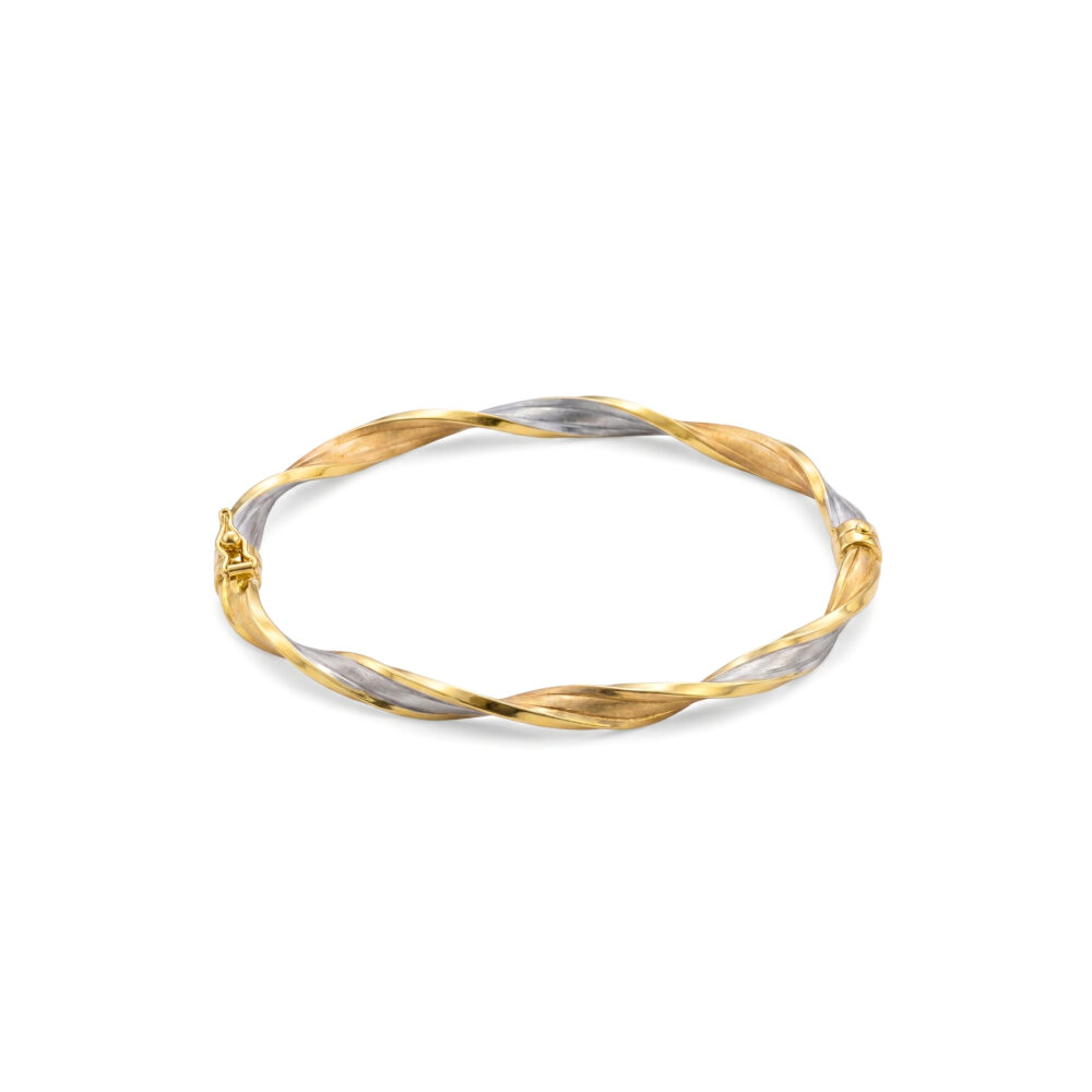 Pulsera Bangle Doblados en Elegancia de Oro 18K