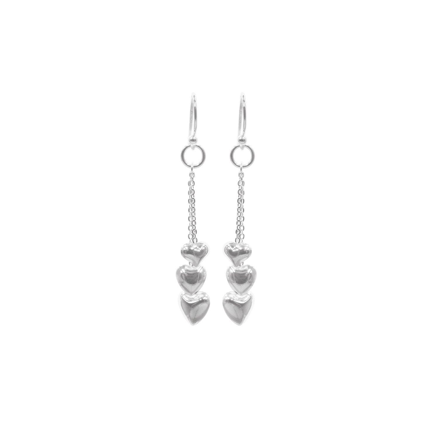 - Aretes Colgantes Corazones Plata 925