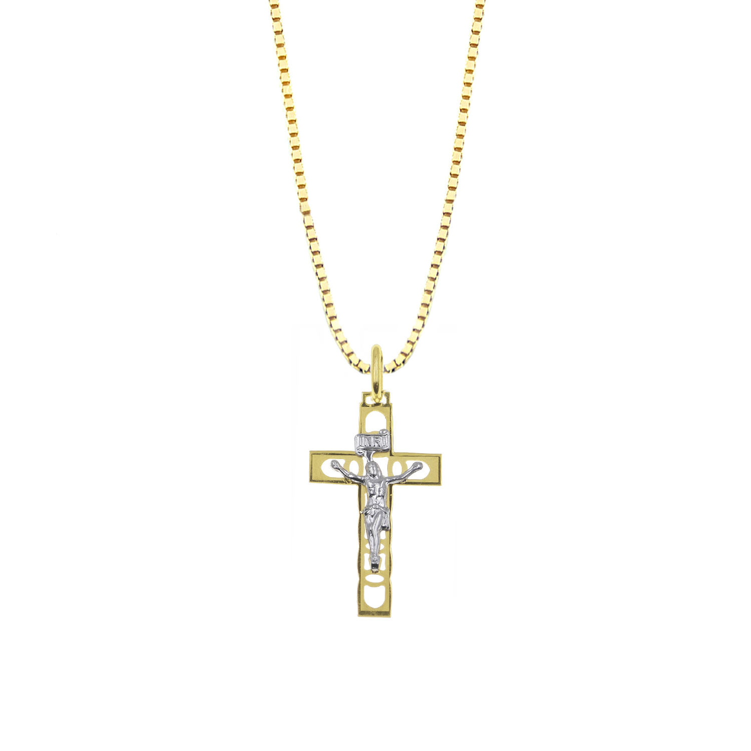 - Collar Crucifijo 2 Colores Oro 18K