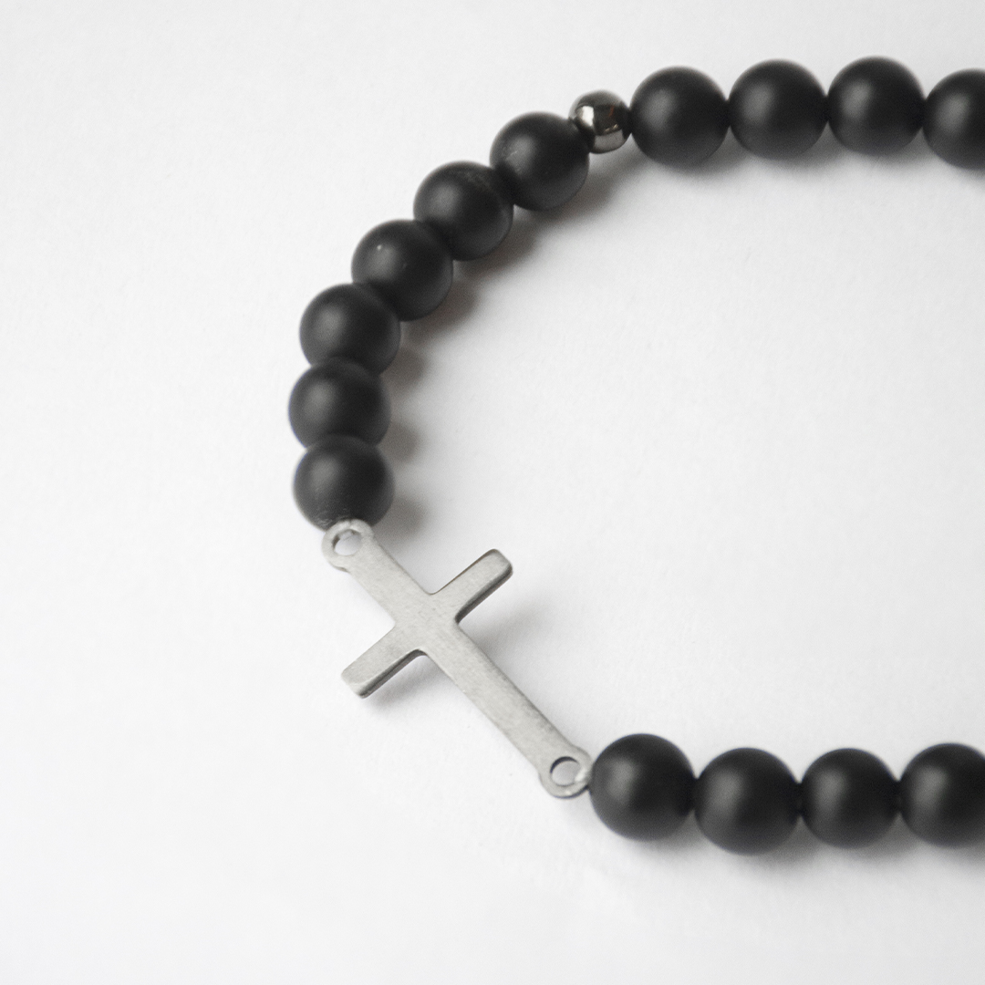 Cruz y piedra pulsera para hombre