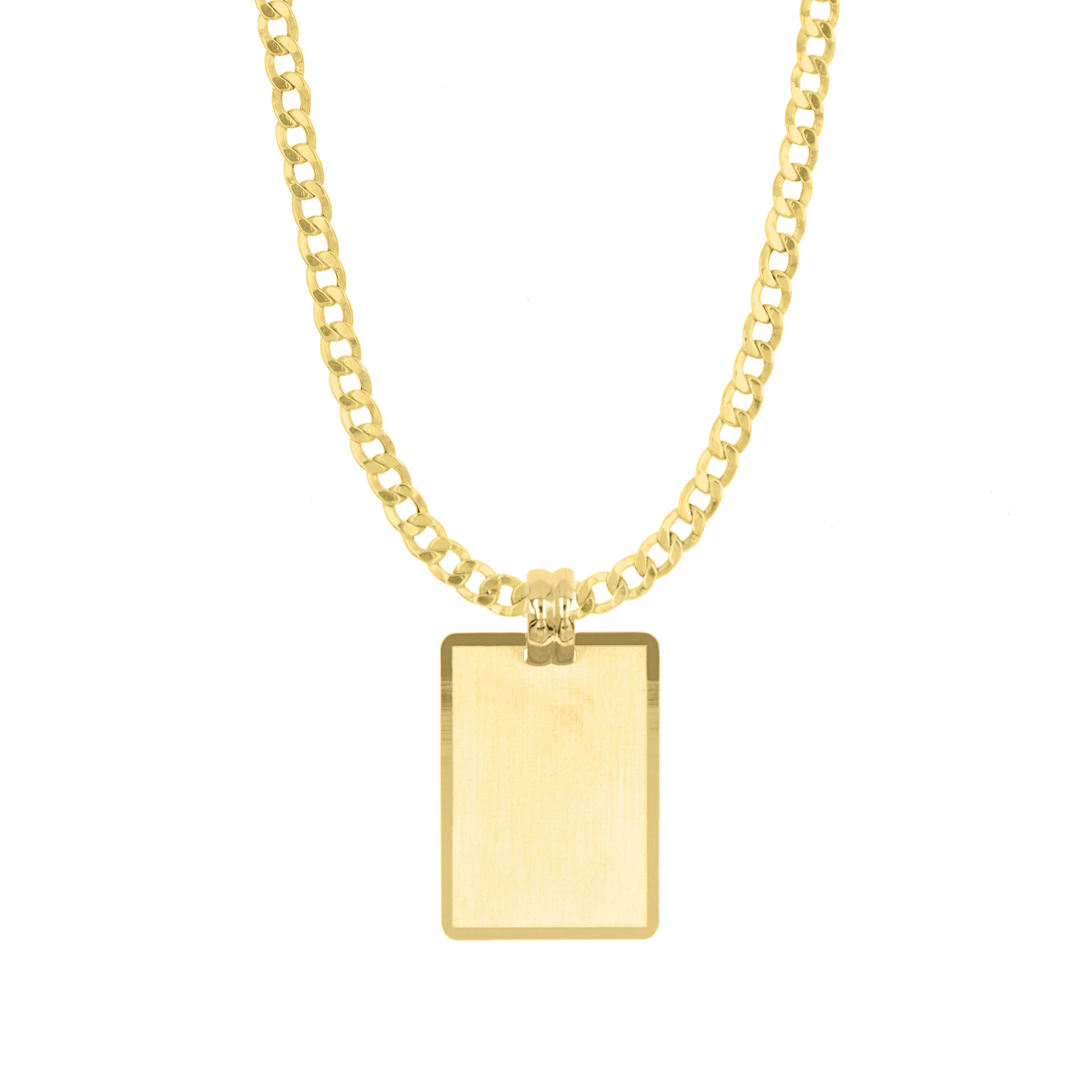 - Collar Placa Arenada Oro 18K Hombre