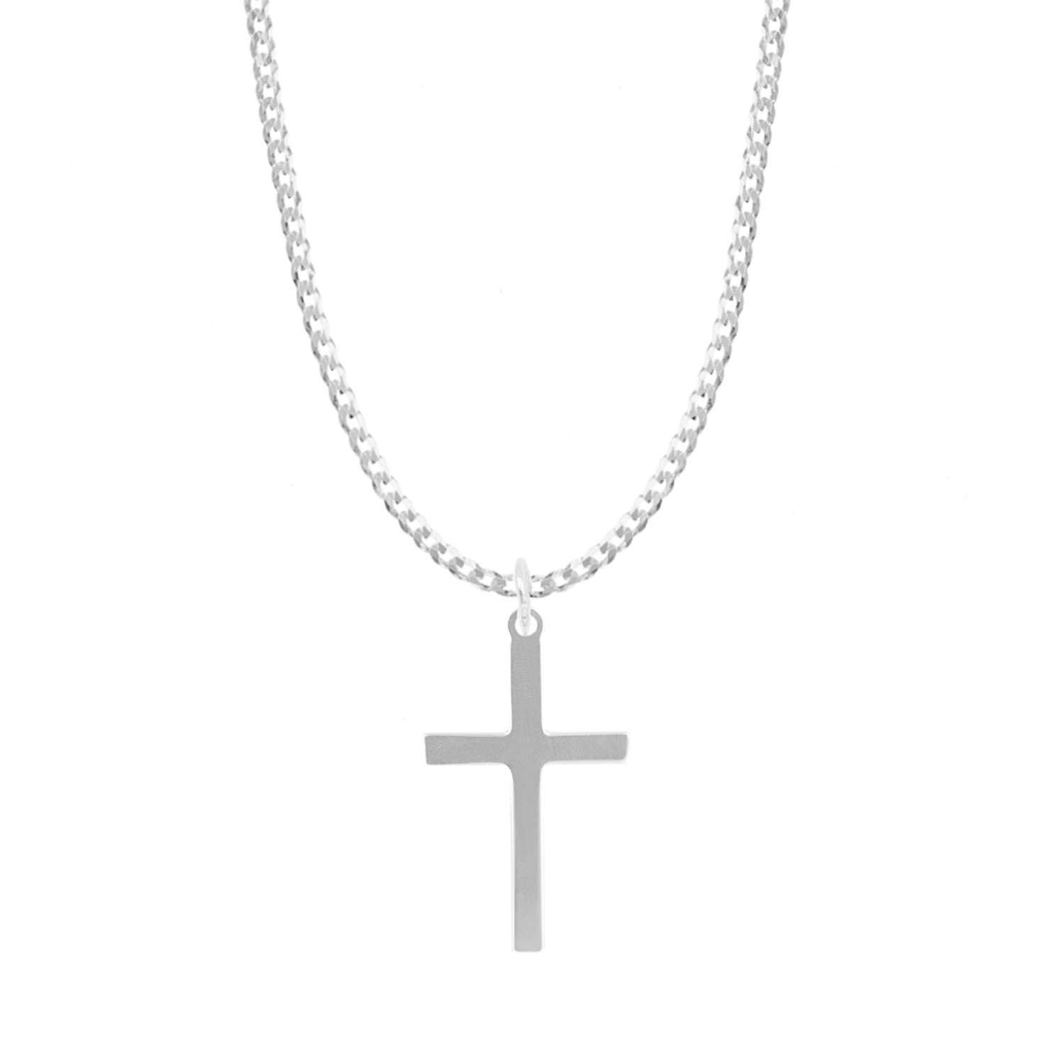 - Collar Cruz Plana Plata 925