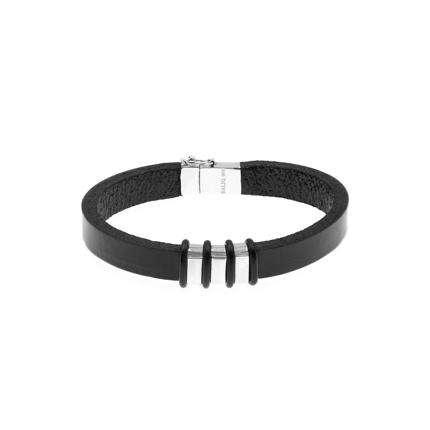 - Pulsera 3 Cintas Cuero Plata 925 Hombre