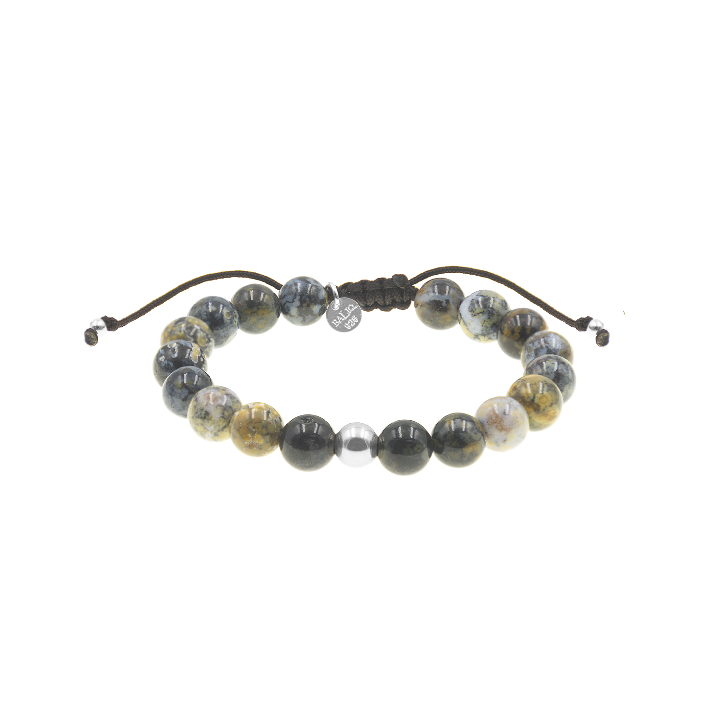 - Pulsera Madera Petrificada Plata 925 Hombre