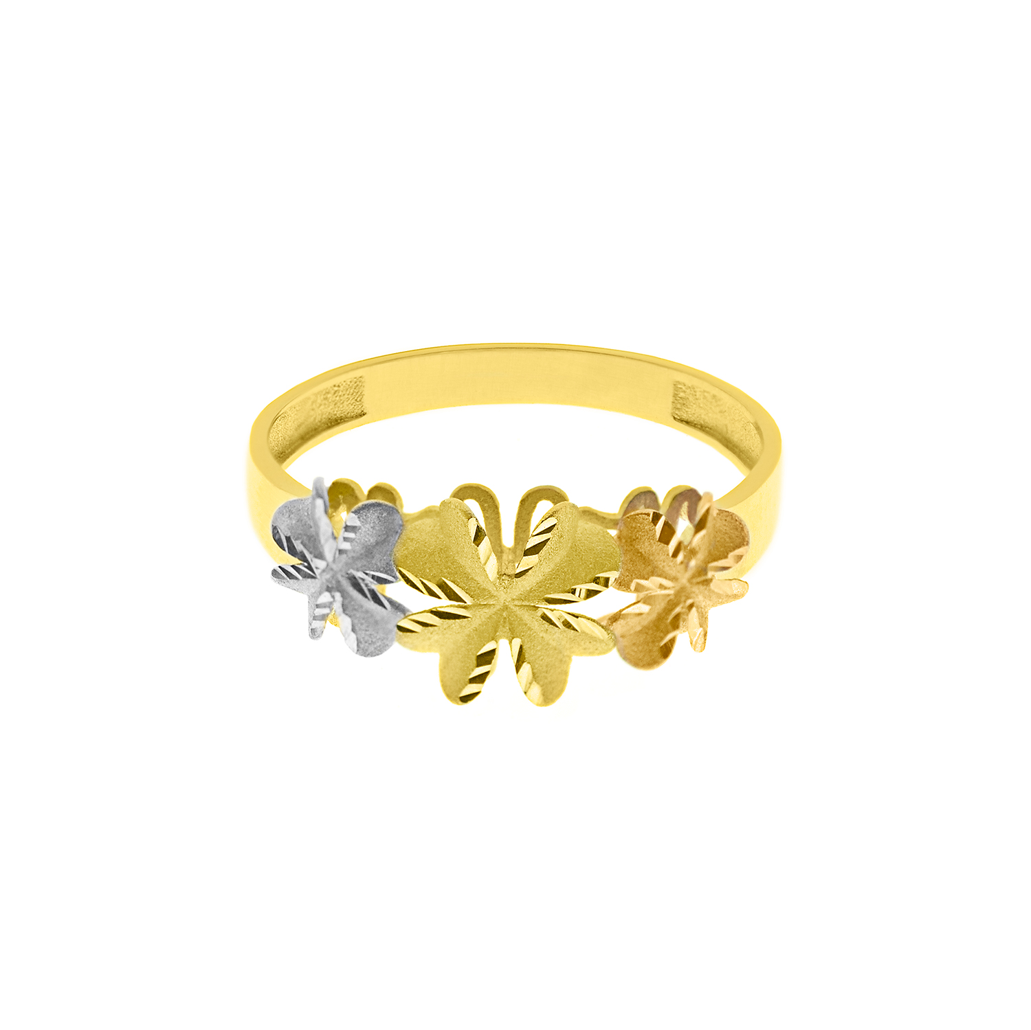 - Anillo 3 Flores Oro 18K