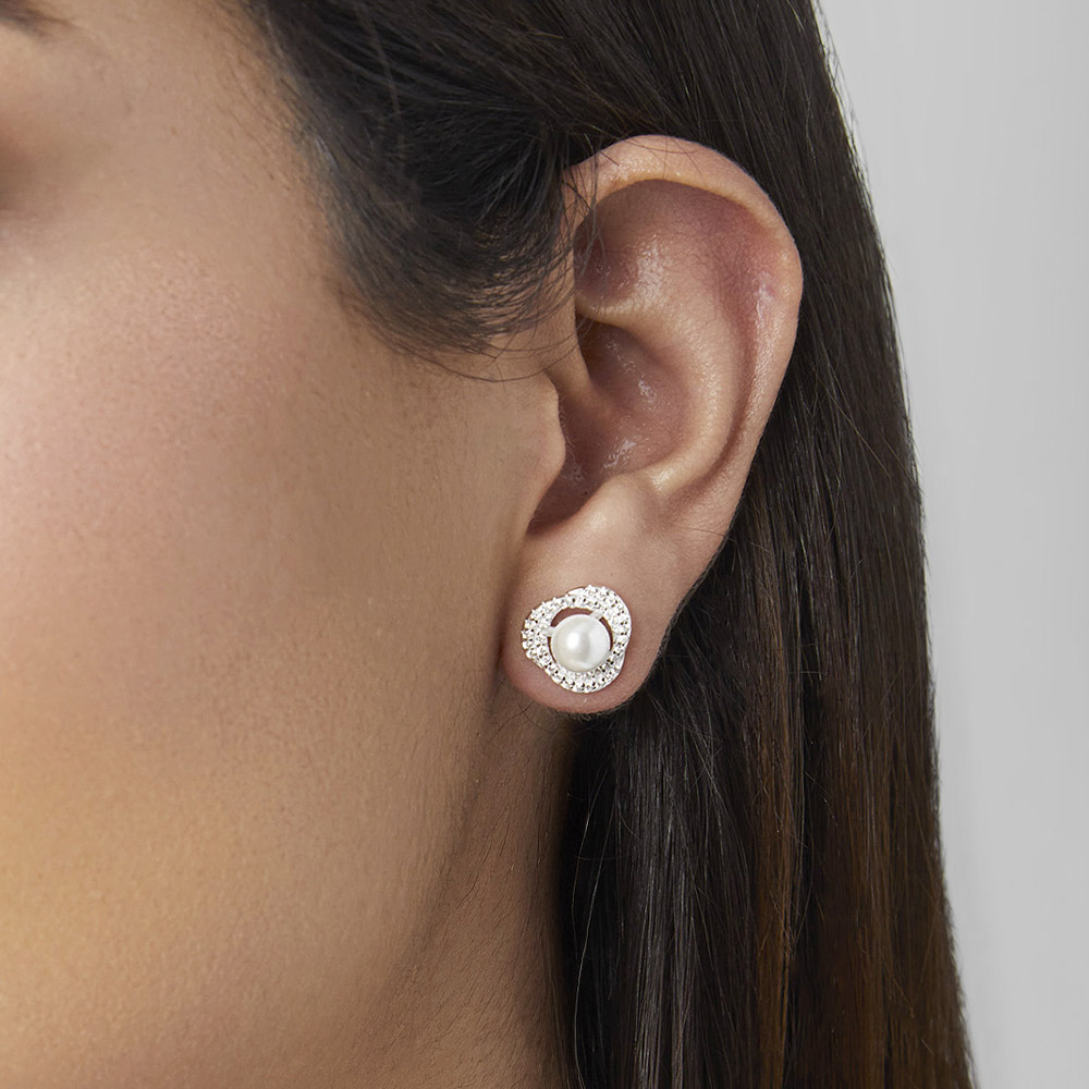 - Aretes Nudo Plata 925 & Perlas