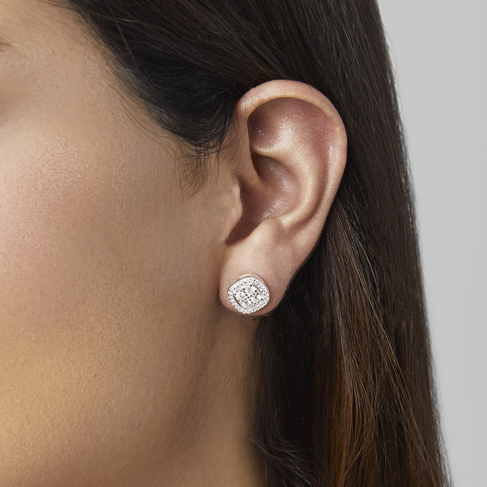 - Aretes Roseta Cuadrado Plata 925