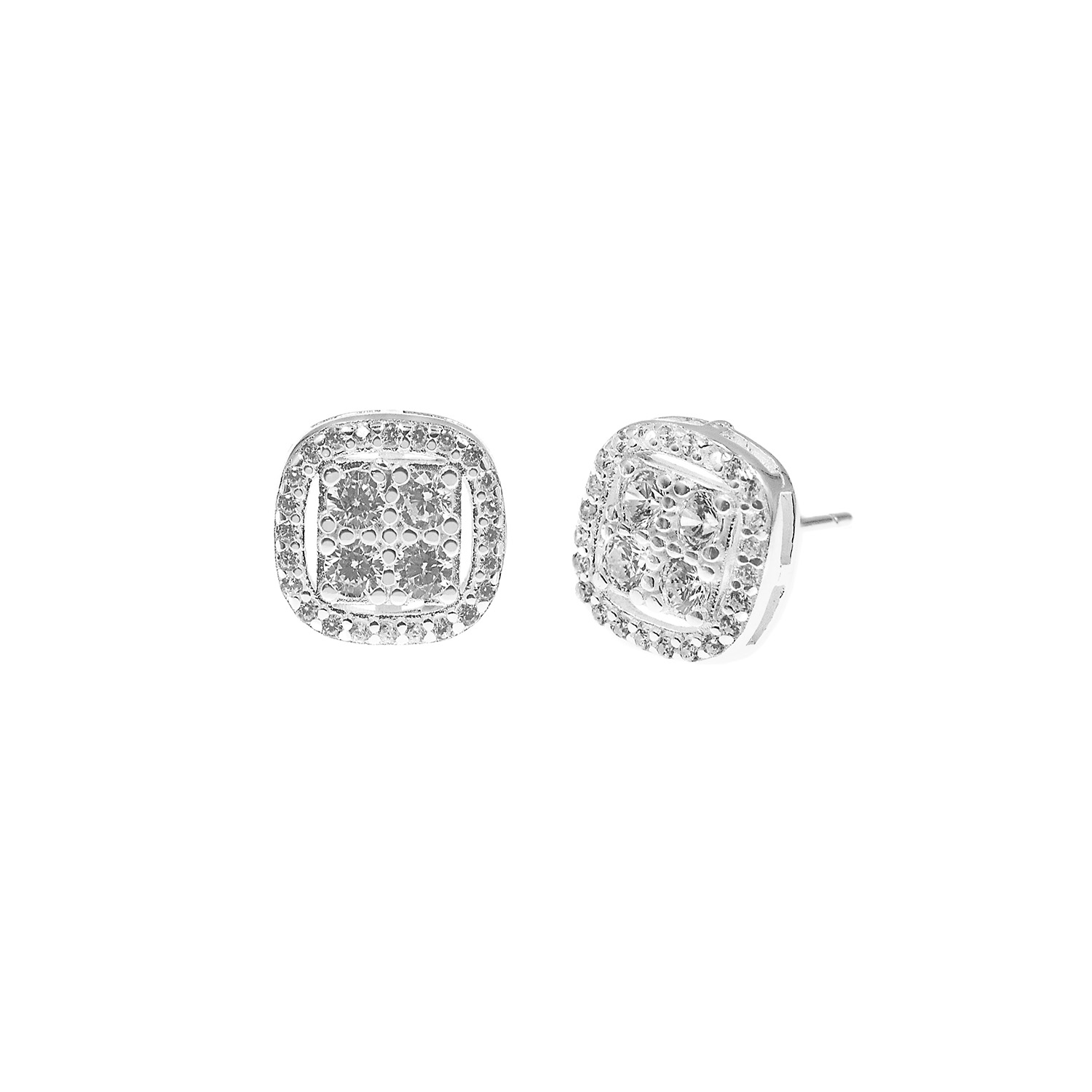 - Aretes Roseta Cuadrado Plata 925