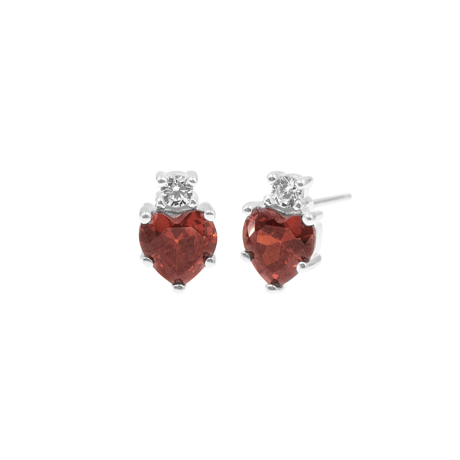 Aretes Corazón Rojo Plata 925