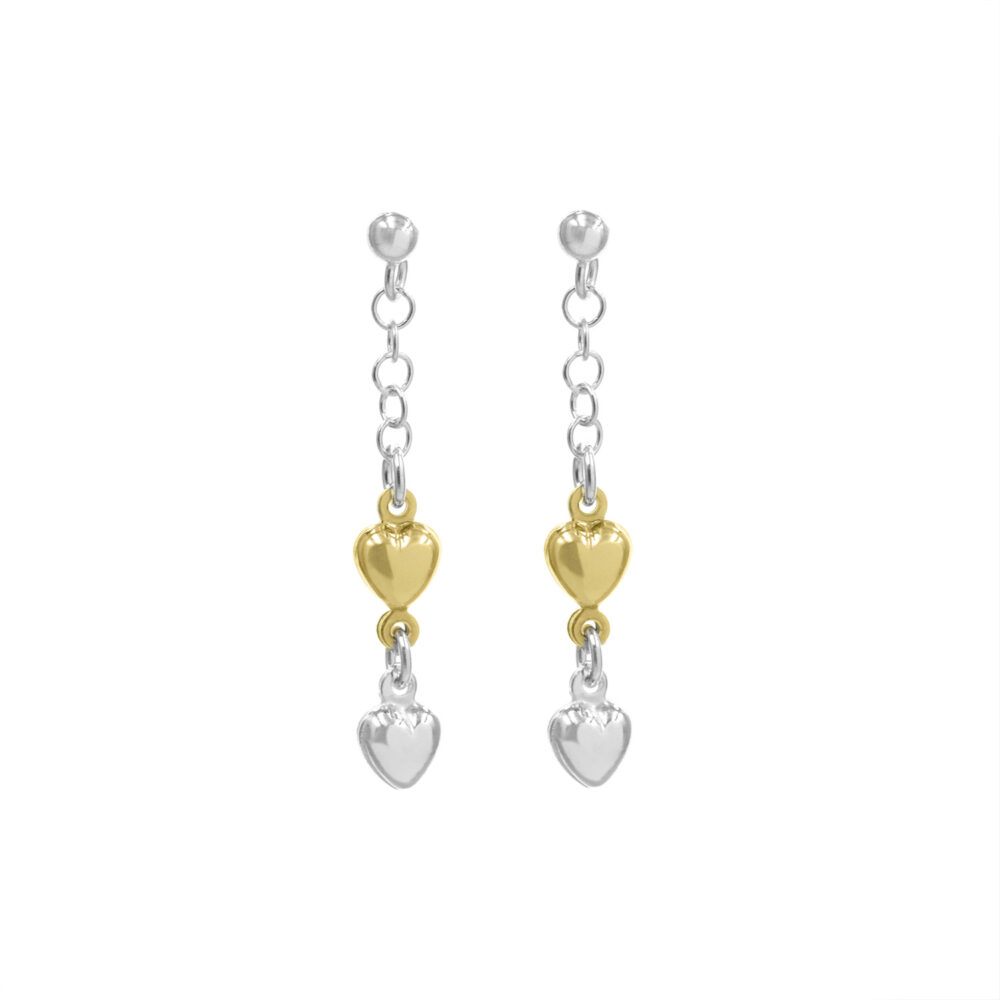 Aretes Corazones GoldenSilver