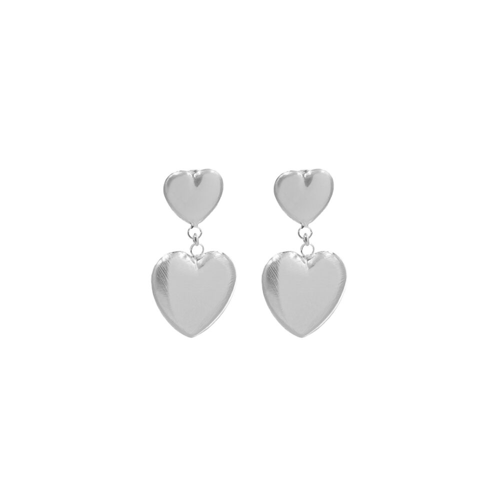 Aretes Corazón Satinado Plata 925