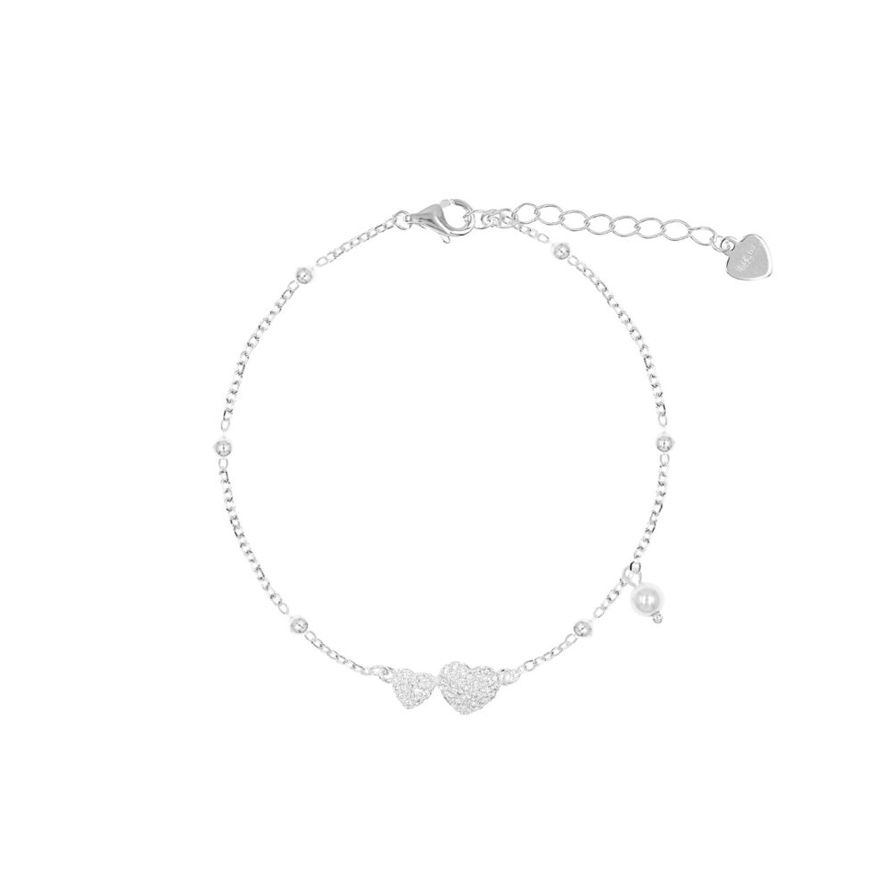 Pulsera Corazones Plata 925 & Perla