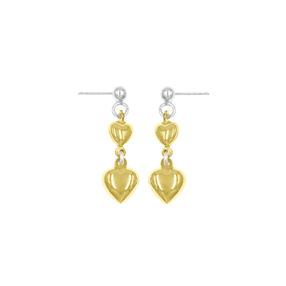 Aretes 2 Corazones Goldensilver