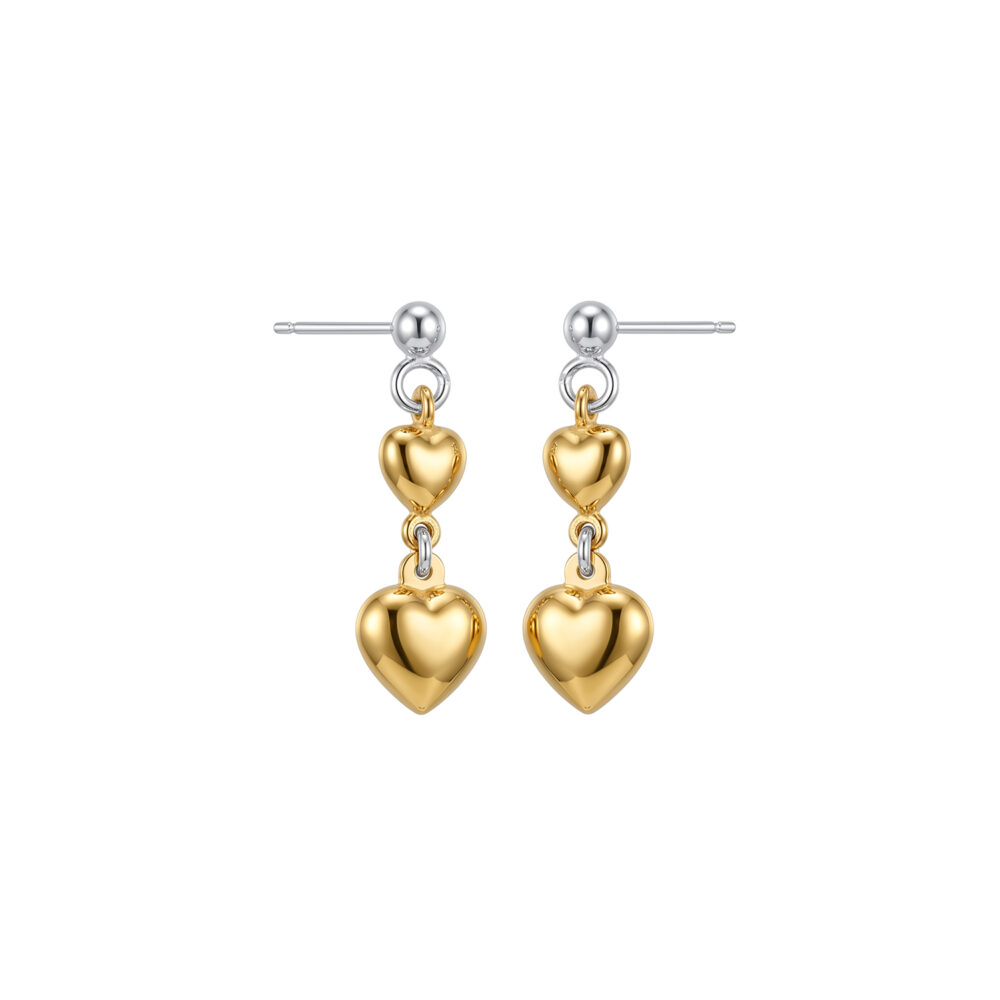 Aretes Dos Corazones Goldensilver
