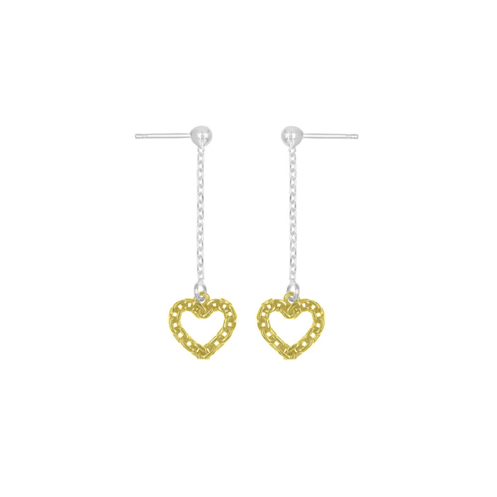 Aretes 2 Corazones Goldensilver