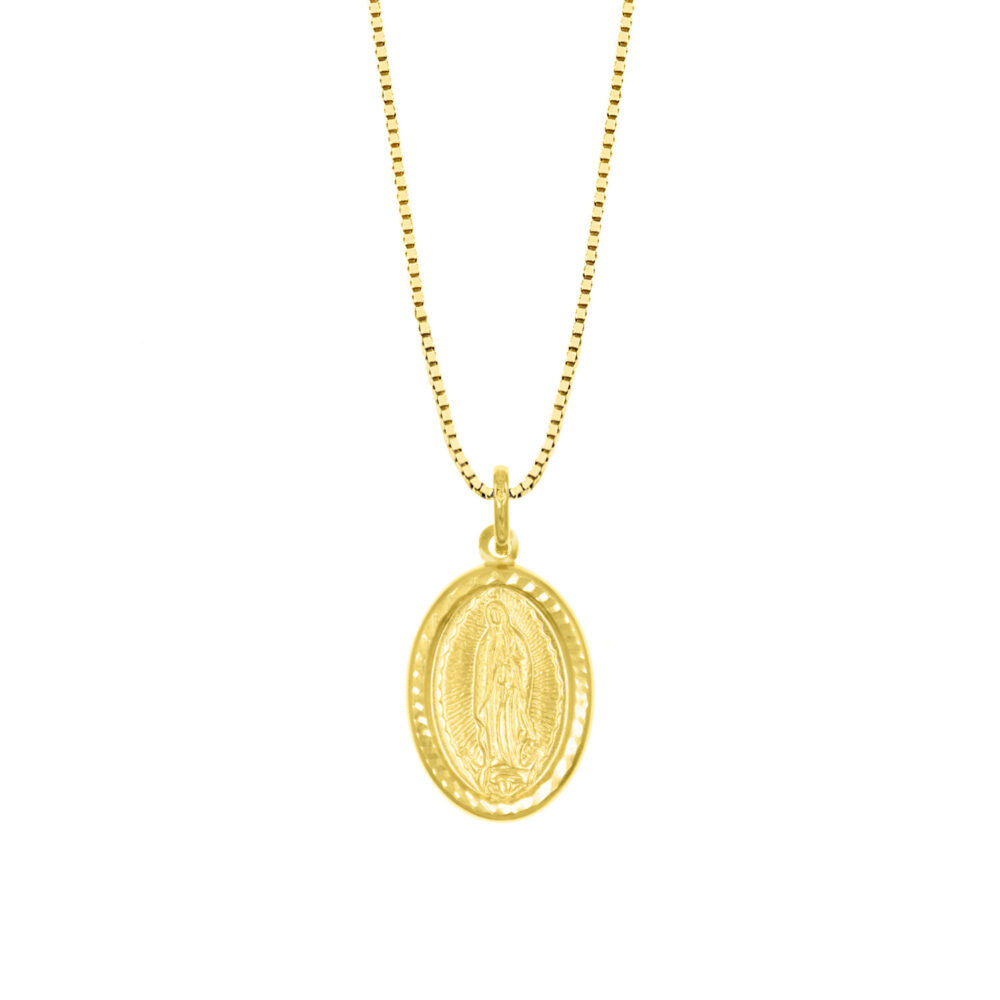 Collar Medalla Virgen Guadalupe Oval Oro 18K
