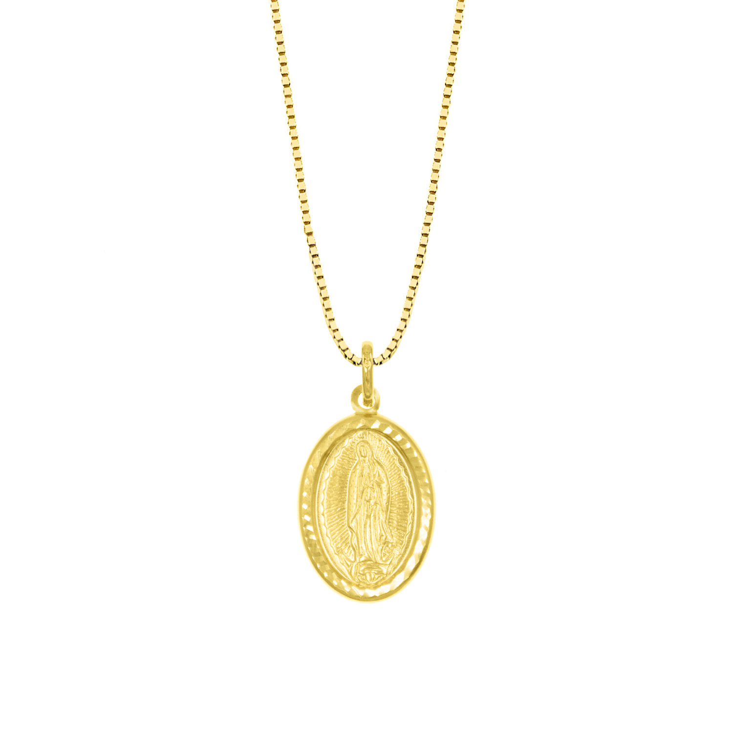 Collar Medalla Virgen Guadalupe Oval Oro 18K