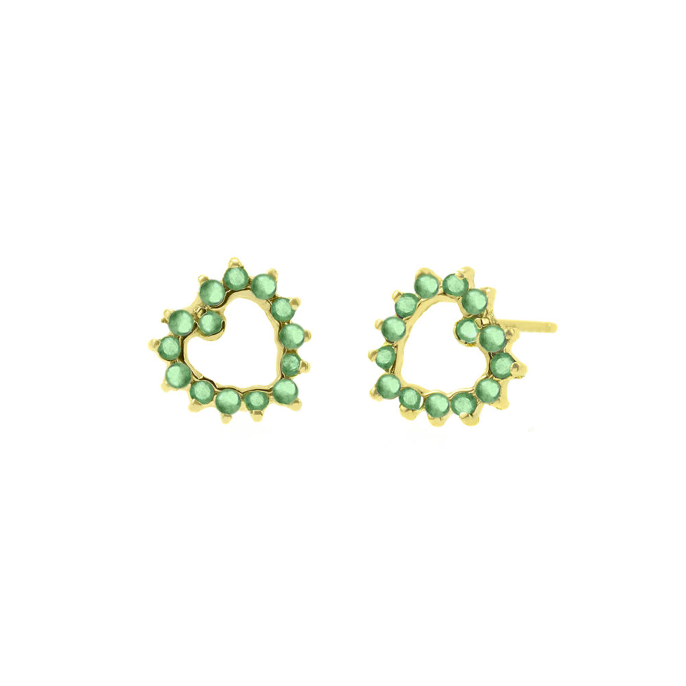 Aretes Corazón Esmeralda Oro 18K