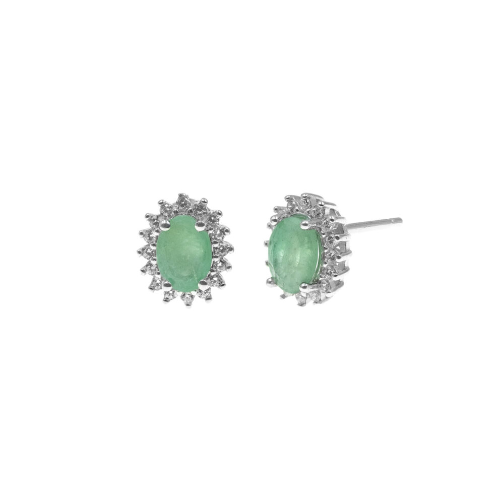 Aretes Sol Esmeralda Plata 925
