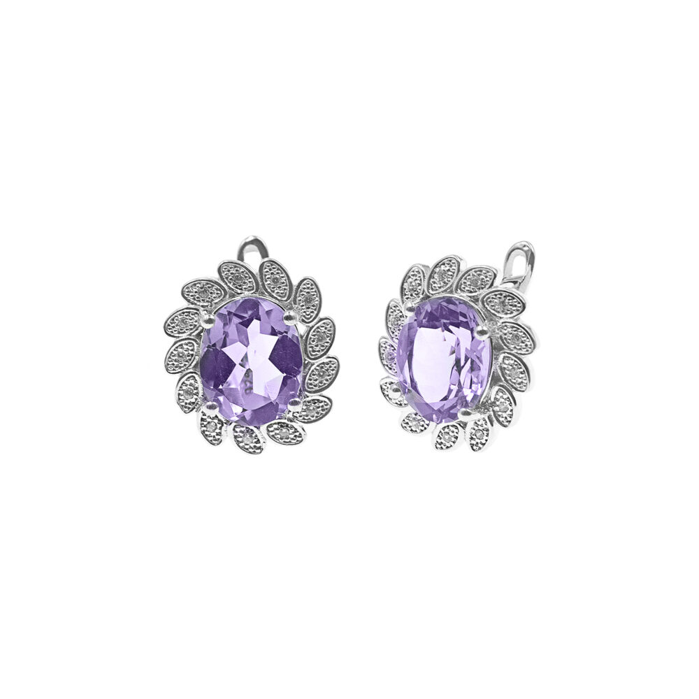 Aretes Flor Amatista Plata 925