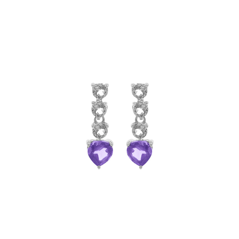 Aretes Corazón Amatista Plata 925