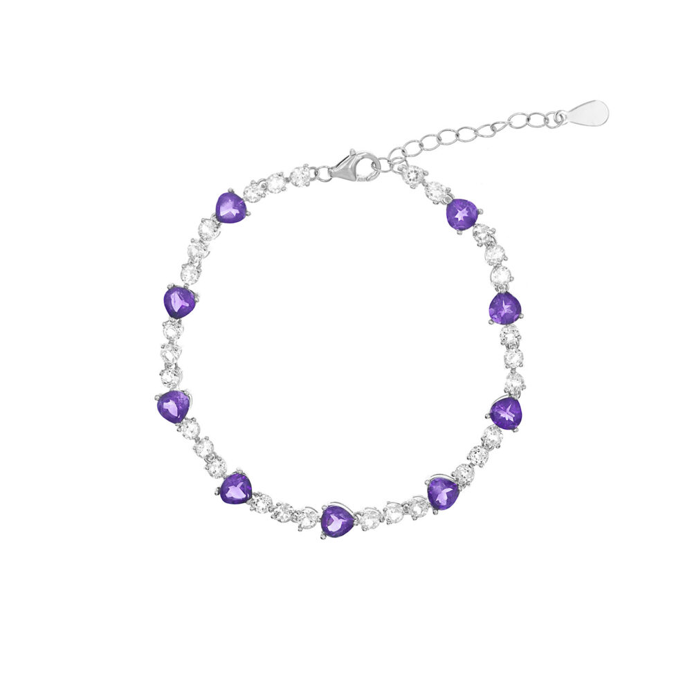Pulsera Corazón Amatista Plata 925