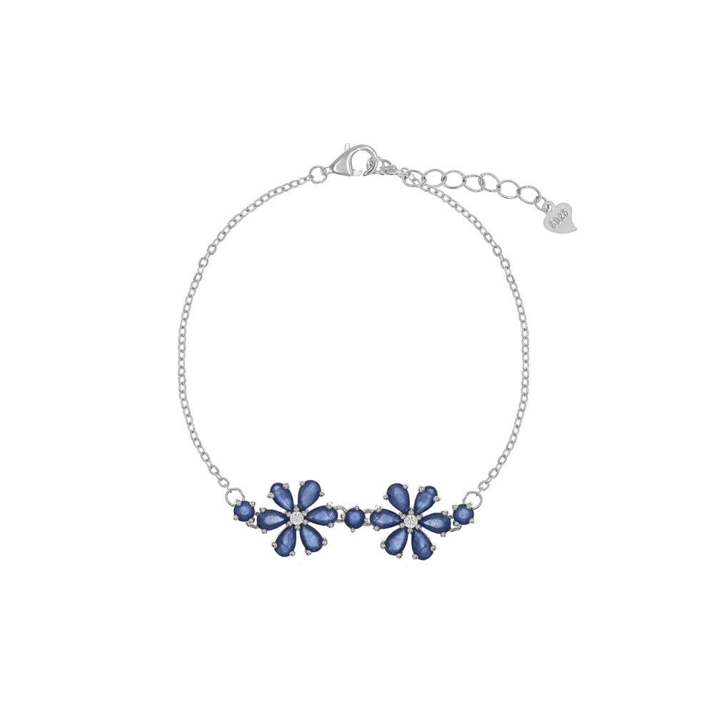Pulsera Flor Zafiro Plata 925