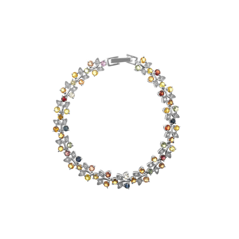 Pulsera Flor Zafiro Multicolor Plata 925