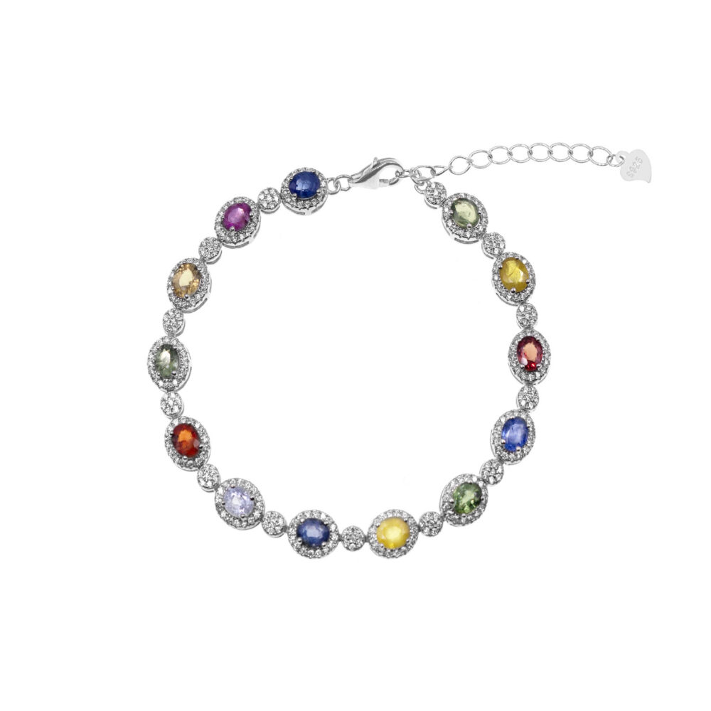 Pulsera Zafiro Multicolor Plata 925