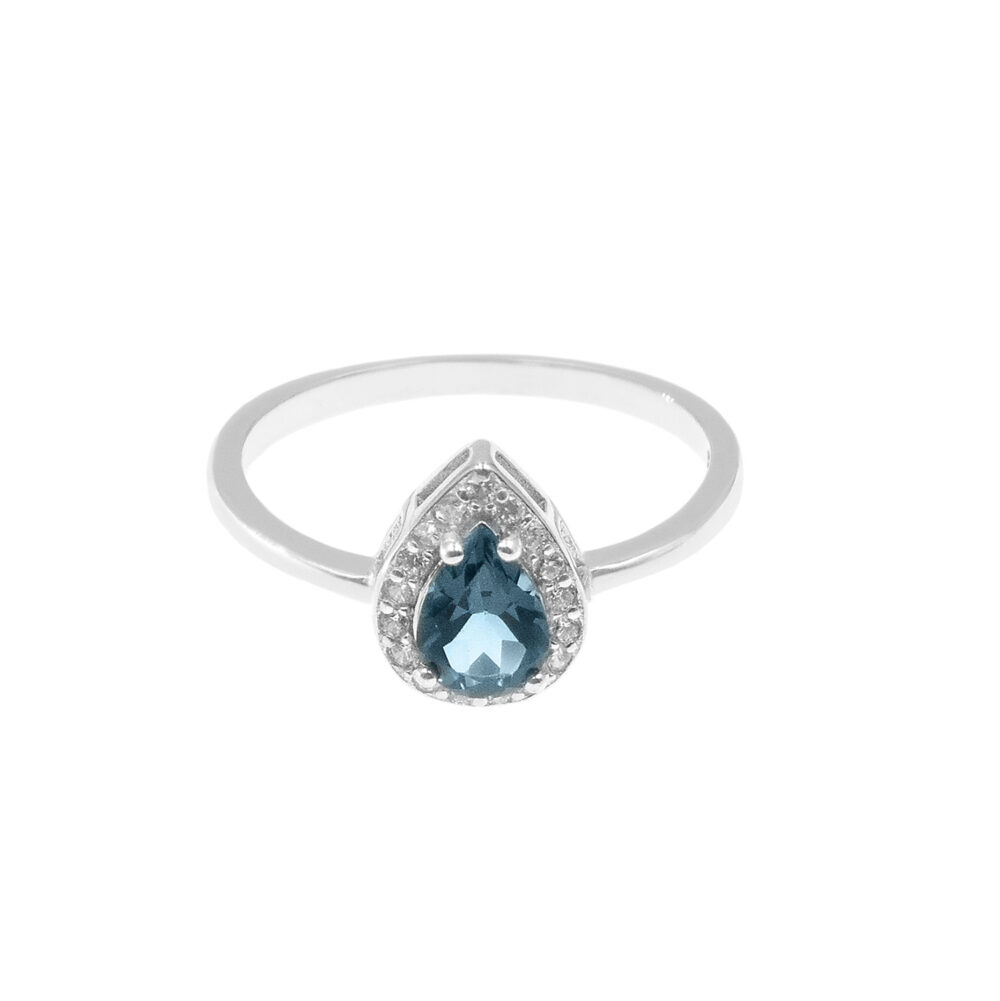 Anillo Gota London Blue Plata 925