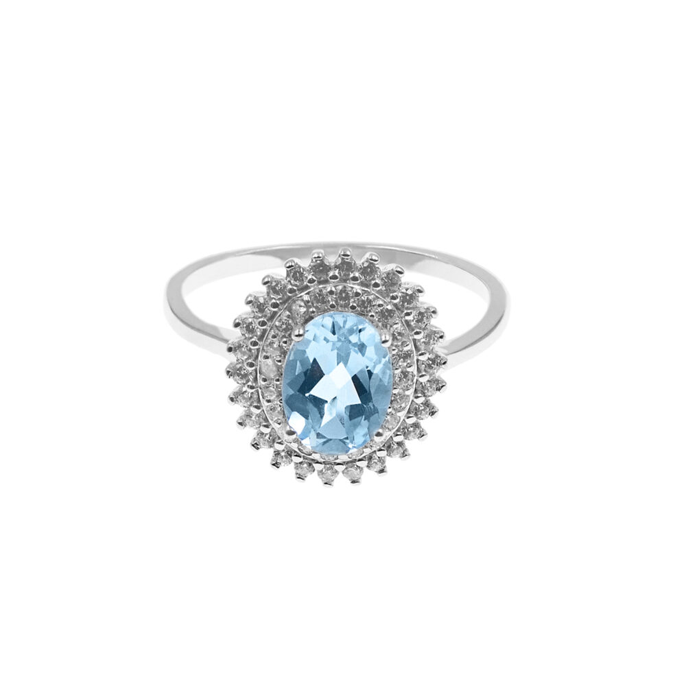Anillo Roset Topacio Sky Plata 925