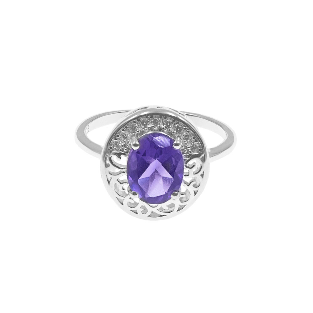 Anillo Oval Amatista Plata 925