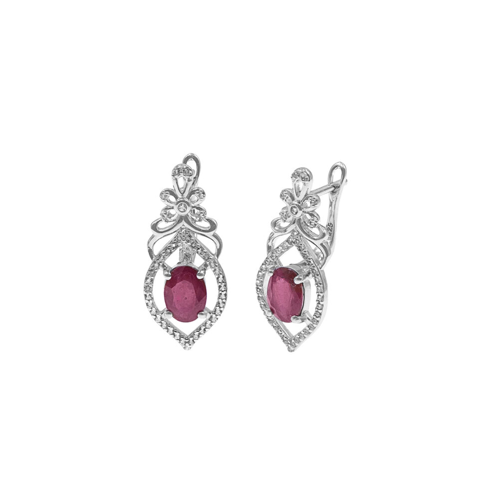 Aretes Rubí Oval Plata 925