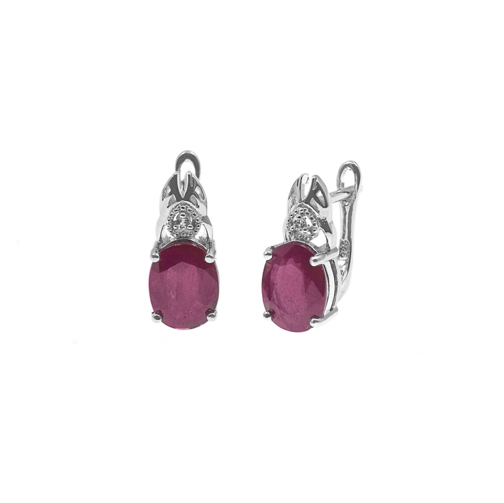 Aretes Rubí Plata 925