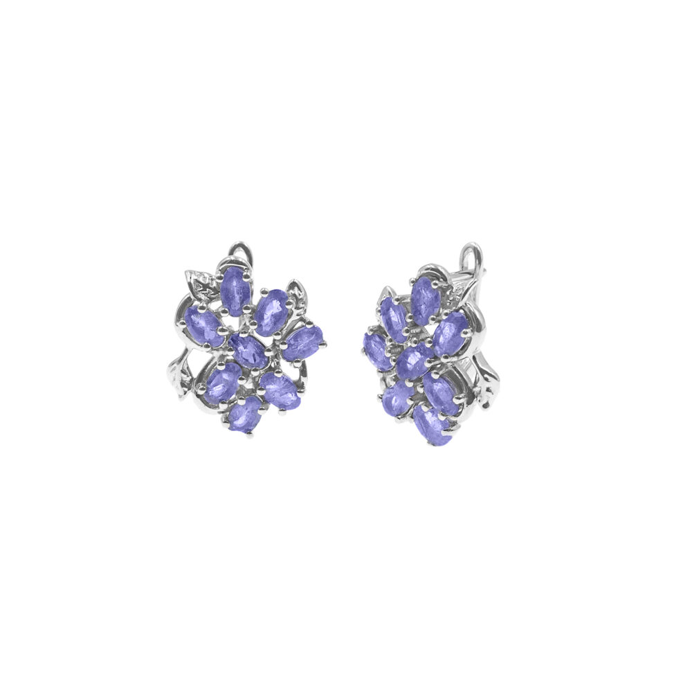 Aretes Flor Tanzanita Plata 925