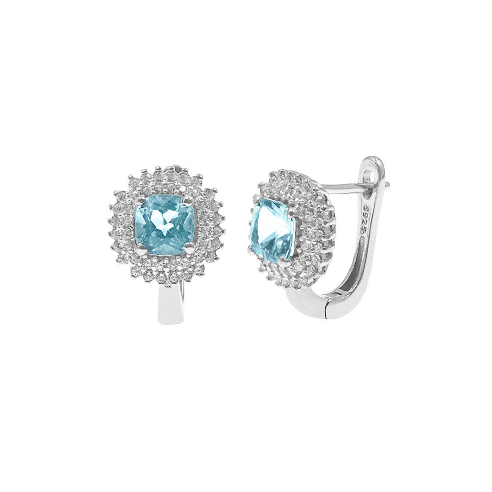 Aretes Roseta Topacio Sky Plata 925