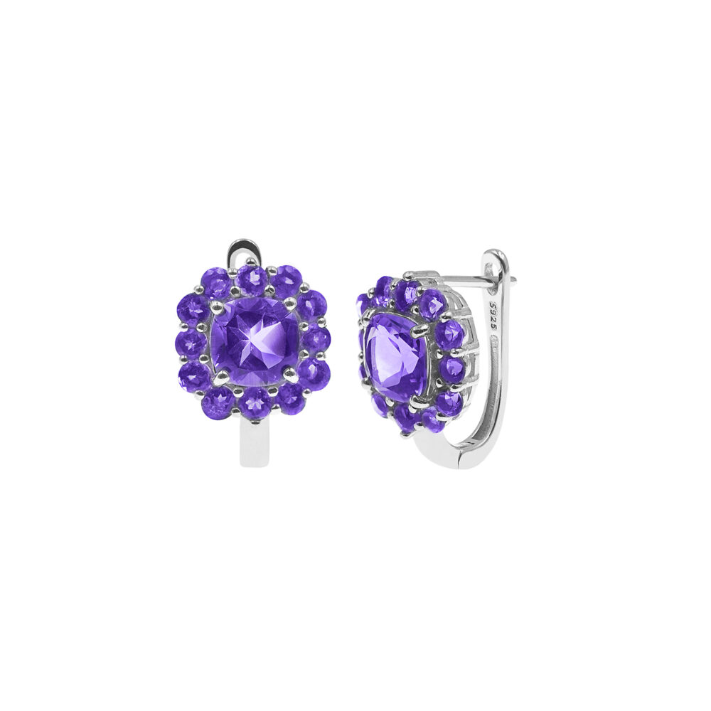 Aretes Flor Amatista Plata 925