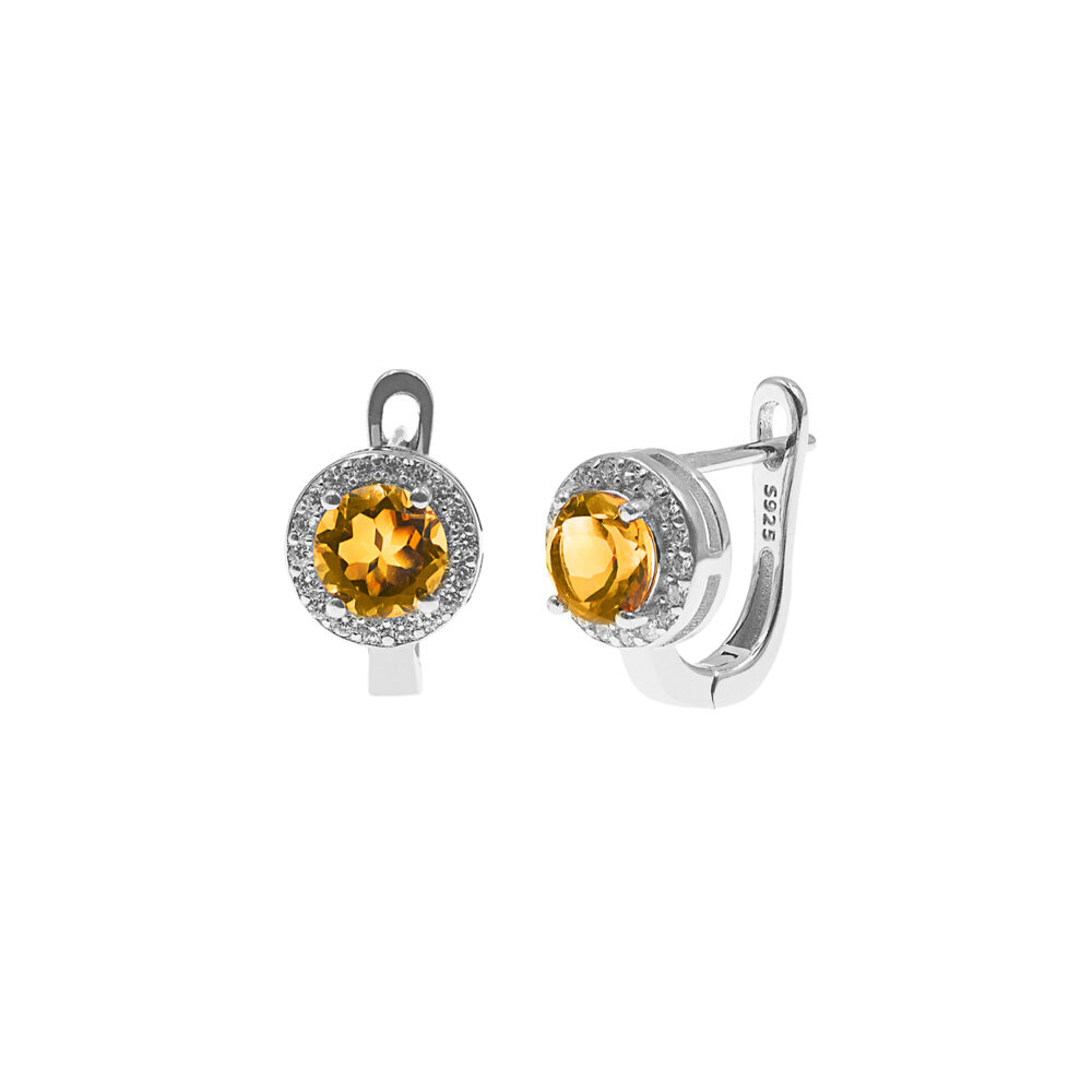 Aretes Citrino Circular Plata 925